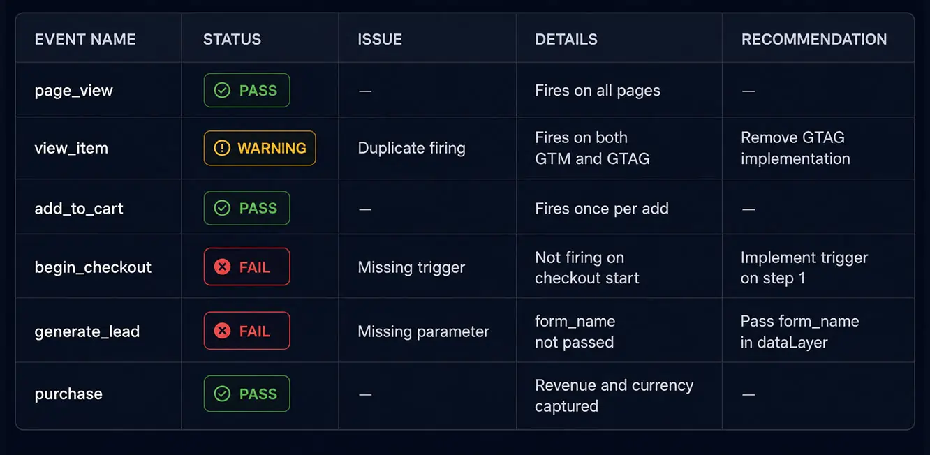 Tracking QA tables